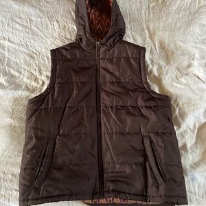 Chocolate Brown Hooded Puffy Vest by Mark Eisen